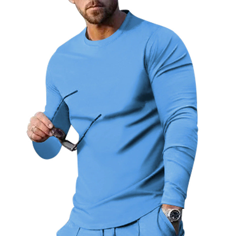 Herren hochwertiges Langarmshirt mit stylishem Rundhalsund und weicher Baumwollmischung Heidi-Mode