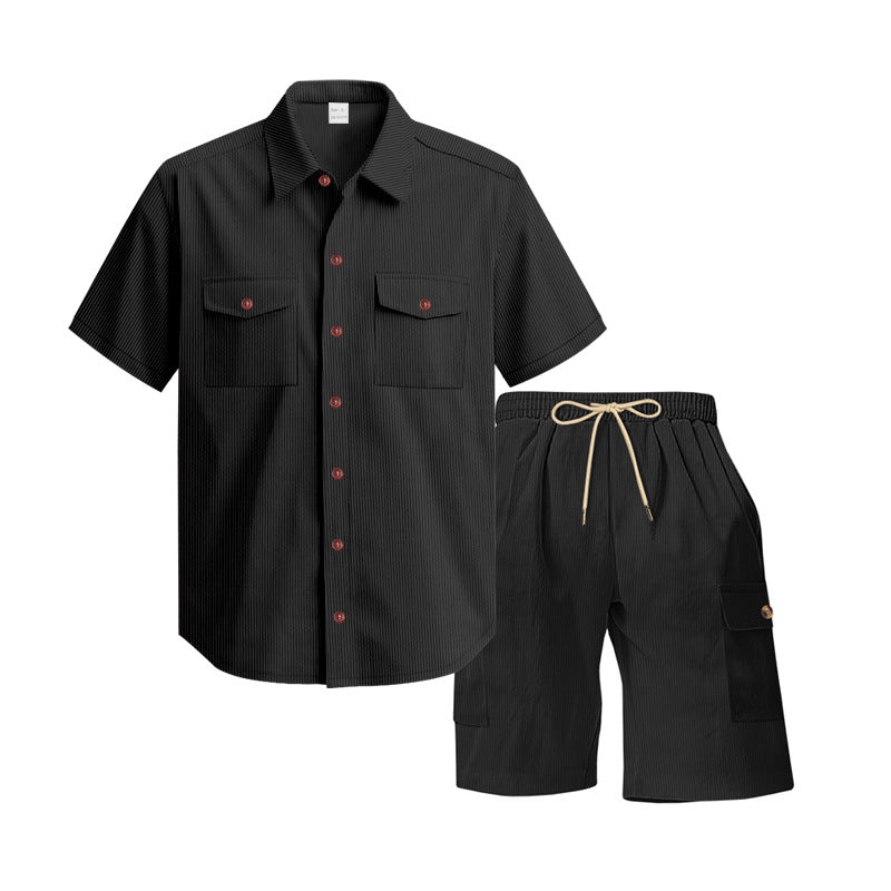 Herren komfortables Freizeitoutfit mit Kurzarmhemd und lockeren Shorts Heidi-Mode