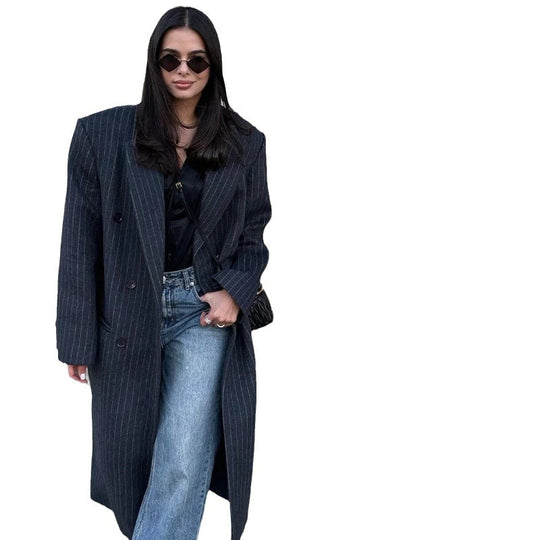 Damen Oversized Mantel mit Nadelstreifen Heidi-Mode