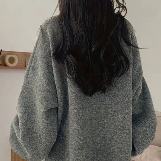 Damen Oversized Strickpullover mit eleganten Puffärmeln und modernem Design Heidi-Mode