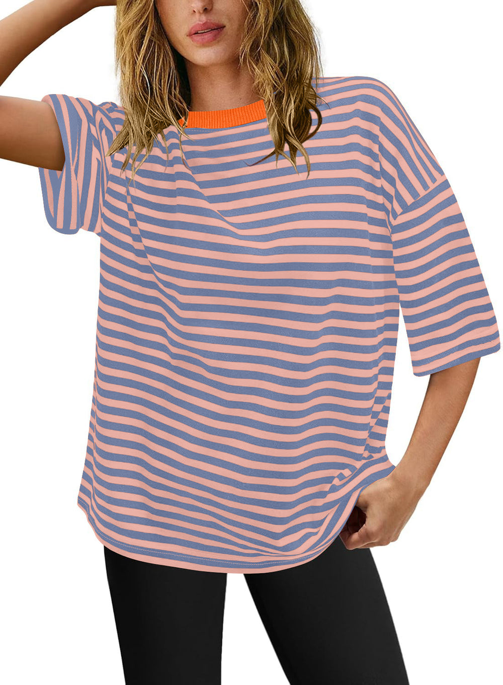 Damen Übergrößen T-Shirt mit Streifenmuster Heidi-Mode