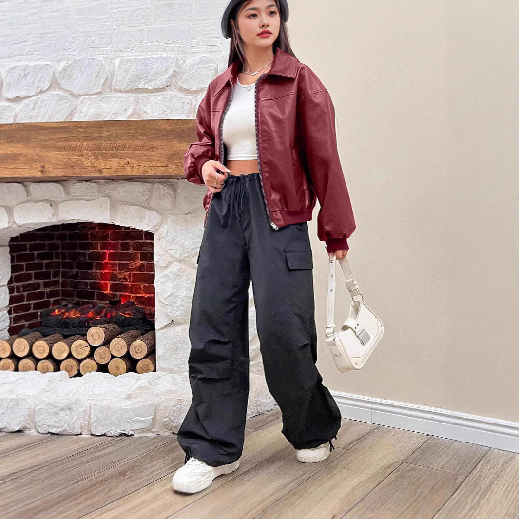 Damen Trendige Oversize-Jacke mit voluminösen Ärmeln und Reißverschluss Heidi-Mode