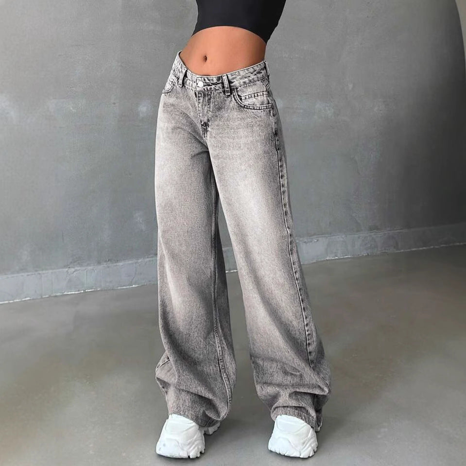 Damen Weite High-Waist Jeans mit elegantem Design und lässigem Schnitt Heidi-Mode