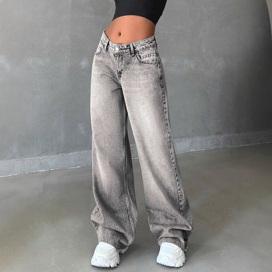 Damen Weite High-Waist Jeans mit elegantem Design und lässigem Schnitt Heidi-Mode