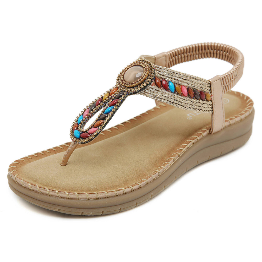 Damen Zehentrenner-Sandalen mit bunten Steindetails und komfortabler Sohle Heidi-Mode