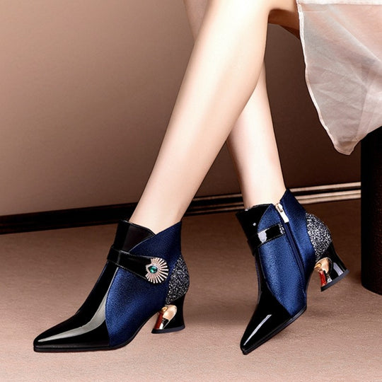 Damen modische Stiefeletten mit funkelndem Akzent Heidi-Mode