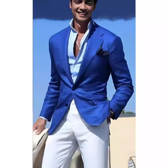 Herren eleganter Leinenblazer mit schmalem Schnitt Heidi-Mode