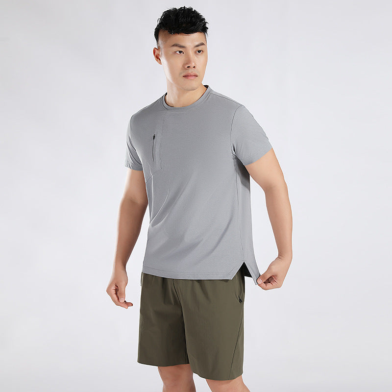 Herren Sport T-Shirt mit atmungsaktiven Eigenschaften und praktischem Reißverschluss Heidi-Mode