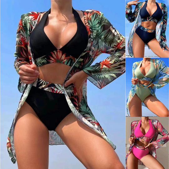 Damen Badeanzug Set mit elegantem Kimono und sportlichem Bikini Heidi-Mode