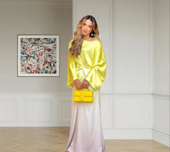 Damen Maxikleid mit elegantem Wickeldesign und weiten Ärmeln Heidi-Mode