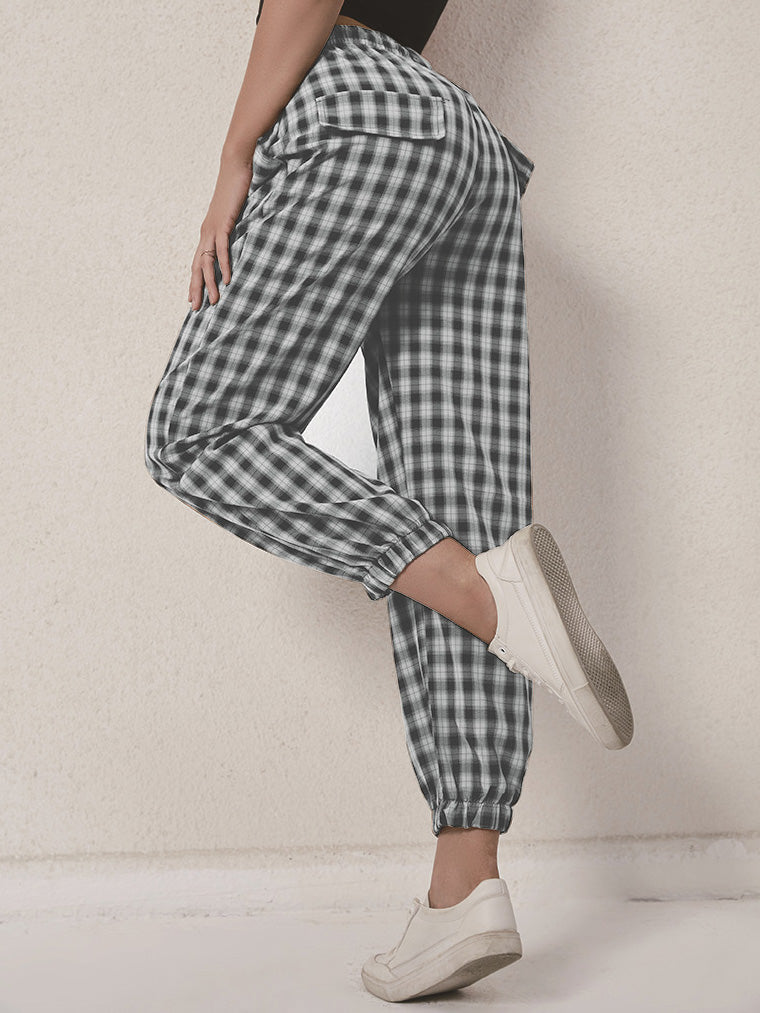 Heidi-Mode | Damenhosen Karoelastischer Bund Lockere Haremshosen