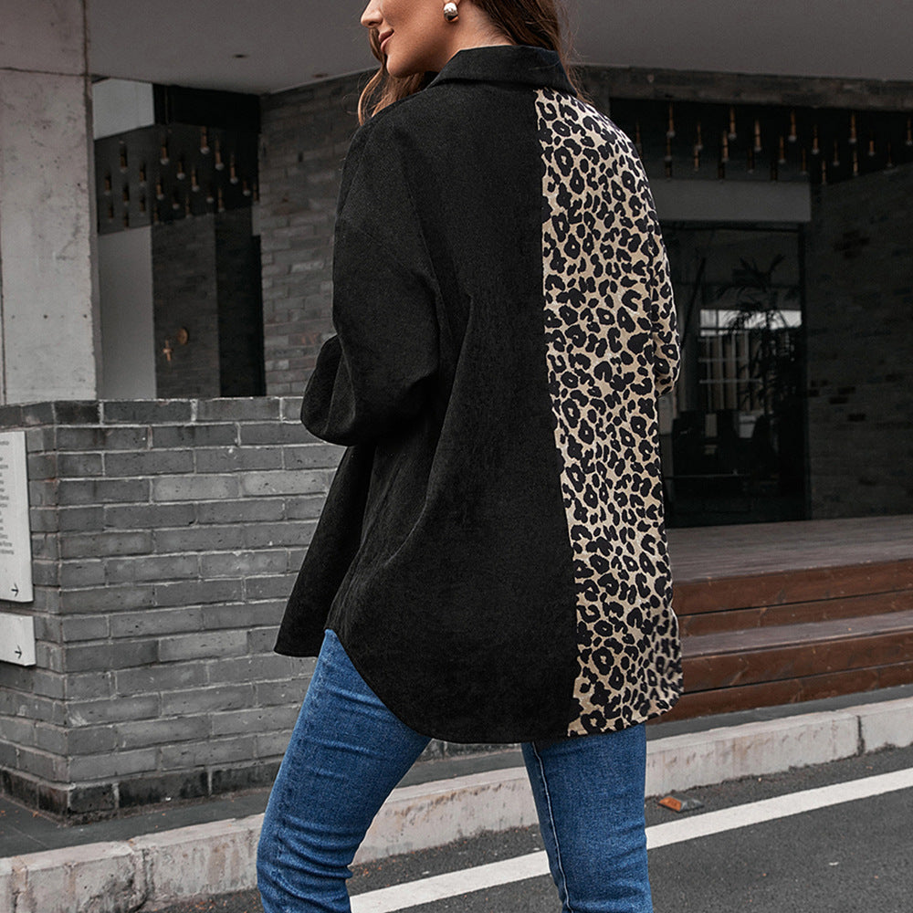 Damen Modische Jacke im Patchwork-Stil mit Druckknopfverschluss und Baumwollmaterial Heidi-Mode