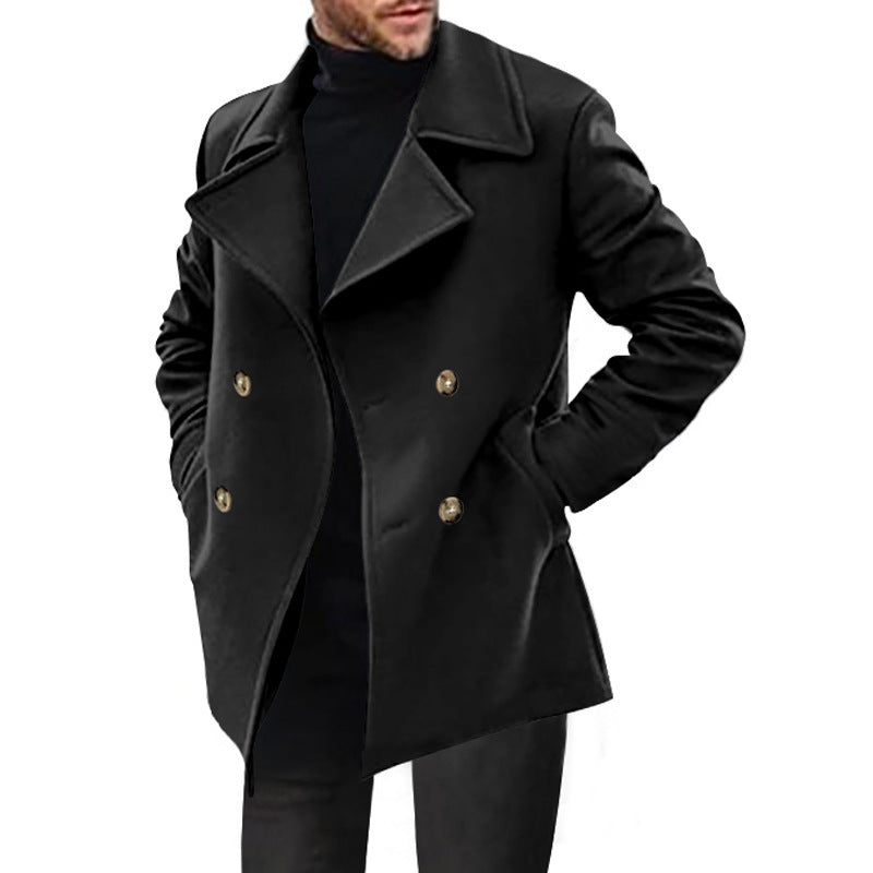 Herren klassischer Peacoat mit modischem Revers und eleganten Knopfdetails Heidi-Mode