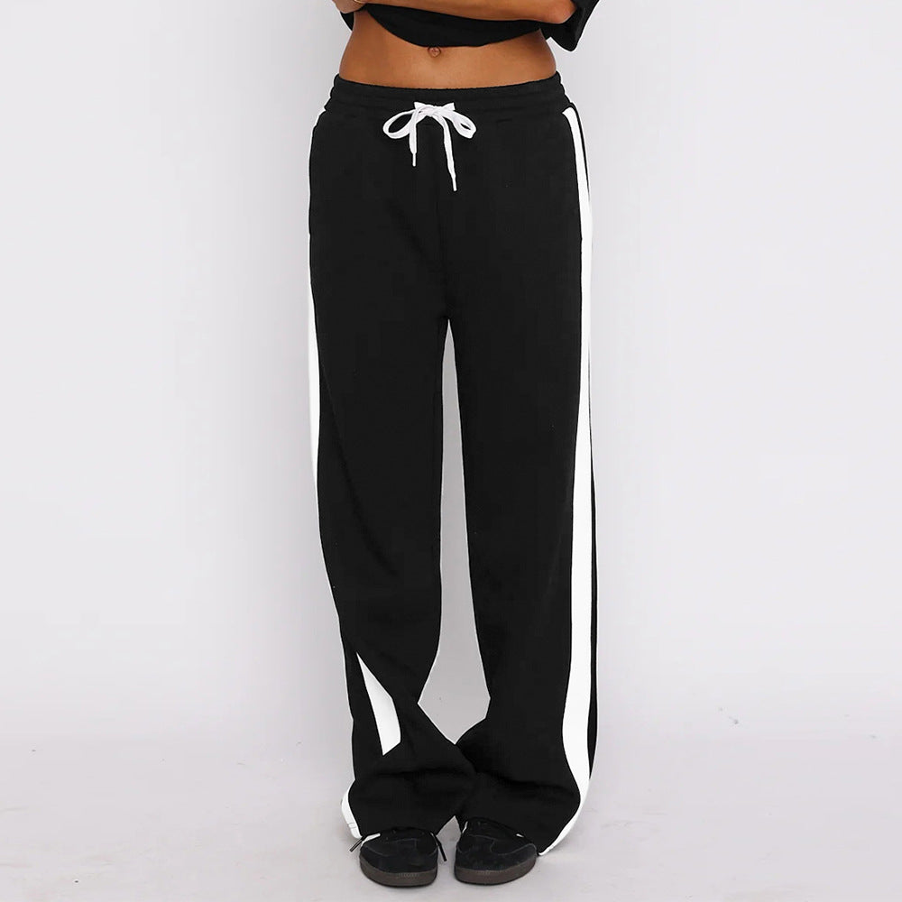 Damen sportliche Freizeithose mit elastischem Bund und seitlichen Kontraststreifen Heidi-Mode