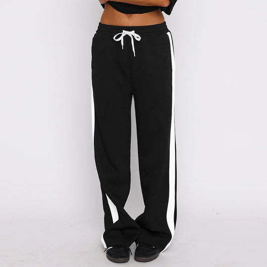 Damen sportliche Freizeithose mit elastischem Bund und seitlichen Kontraststreifen Heidi-Mode