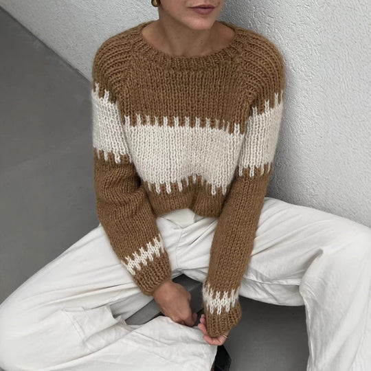 Damen gestrickter Oversized Pullover Heidi-Mode