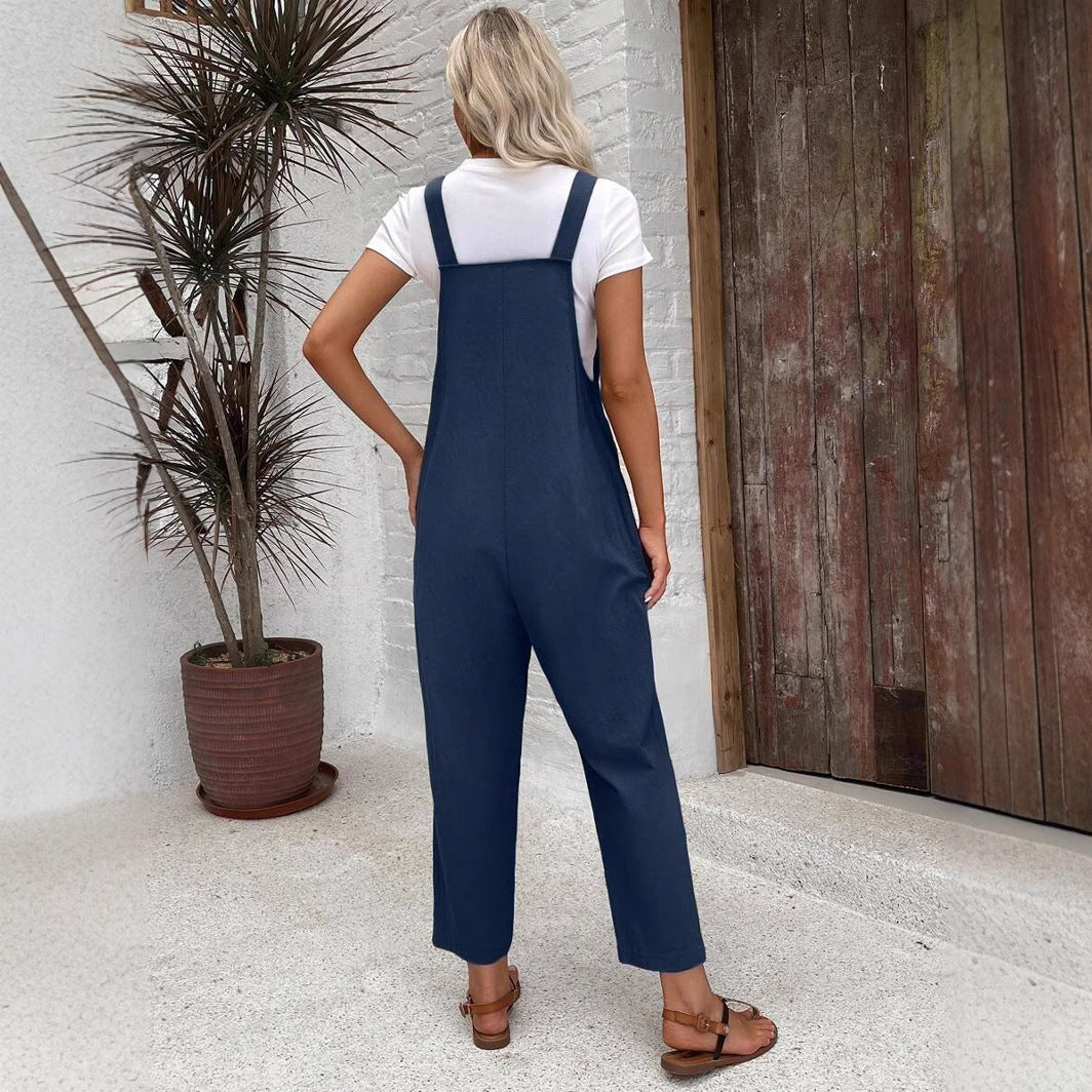 Damen Modische Latzhose mit weit geschnittenem Bein und praktischen Taschen Heidi-Mode