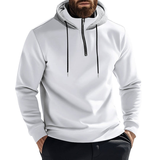 Herren Sportlicher Kapuzenpullover mit halbem Reißverschluss und atmungsaktivem Material Heidi-Mode