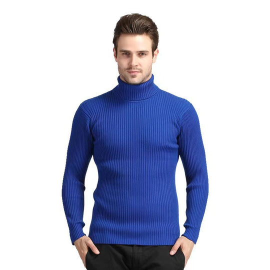 Herren Rollkragenpullover aus feinem Rippstrick Heidi-Mode
