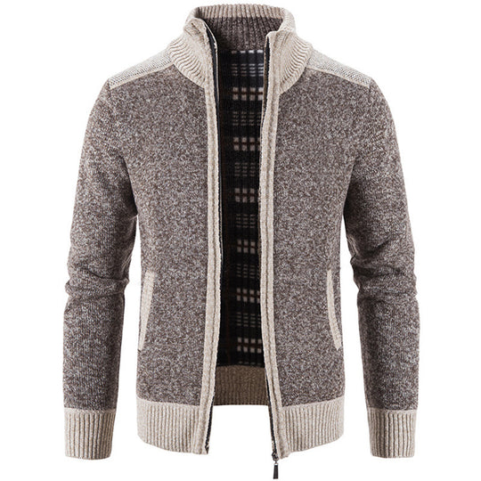 Herren Strickjacke mit modernem Stehkragen und strukturiertem Design Heidi-Mode