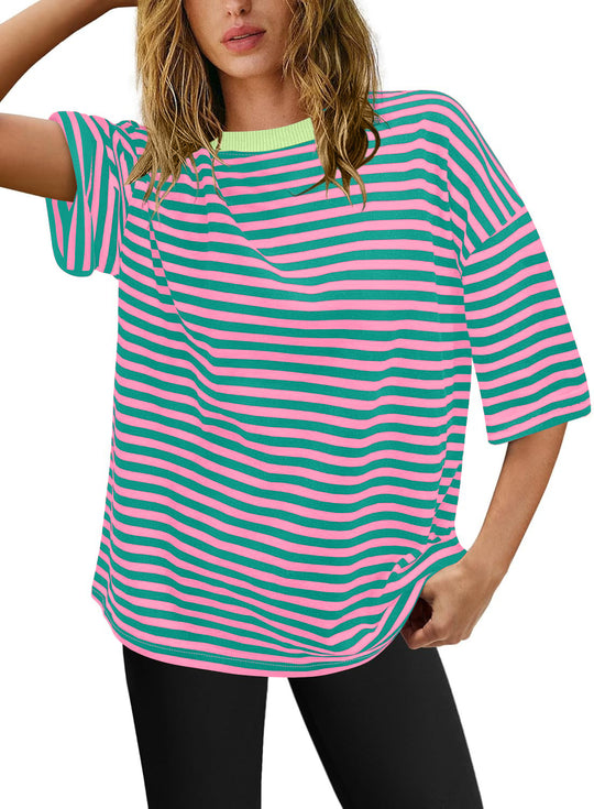 Damen Übergrößen T-Shirt mit Streifenmuster Heidi-Mode