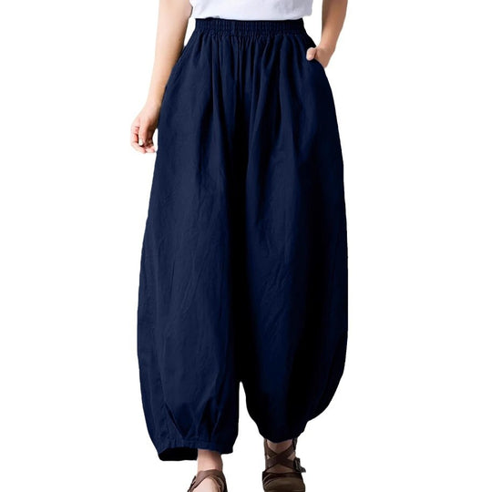 Damen Bequeme lockere Harem-Hose mit elastischem Bund Heidi-Mode