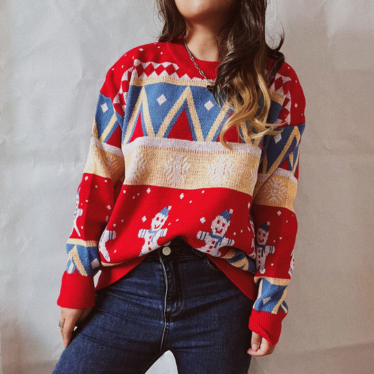 Damen Festlicher Winterpullover mit lebhaftem Weihnachtsdesign Heidi-Mode