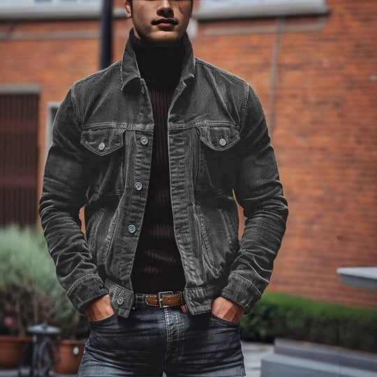Herren Cordjacke im klassischen Design mit praktischen Brusttaschen und Knopfdetails Heidi-Mode