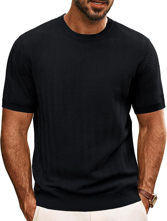 Herren strukturiertes Rundhals T-Shirt Heidi-Mode