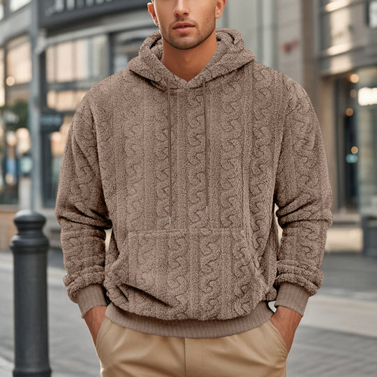 Herren Fleece-Hoodie mit strukturiertem Design und praktischen Taschen Heidi-Mode