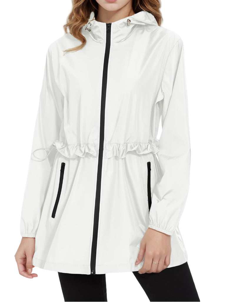 Damen Leichte Übergangsjacke mit verstellbarem Kordelzug und seitlichen Taschen Heidi-Mode