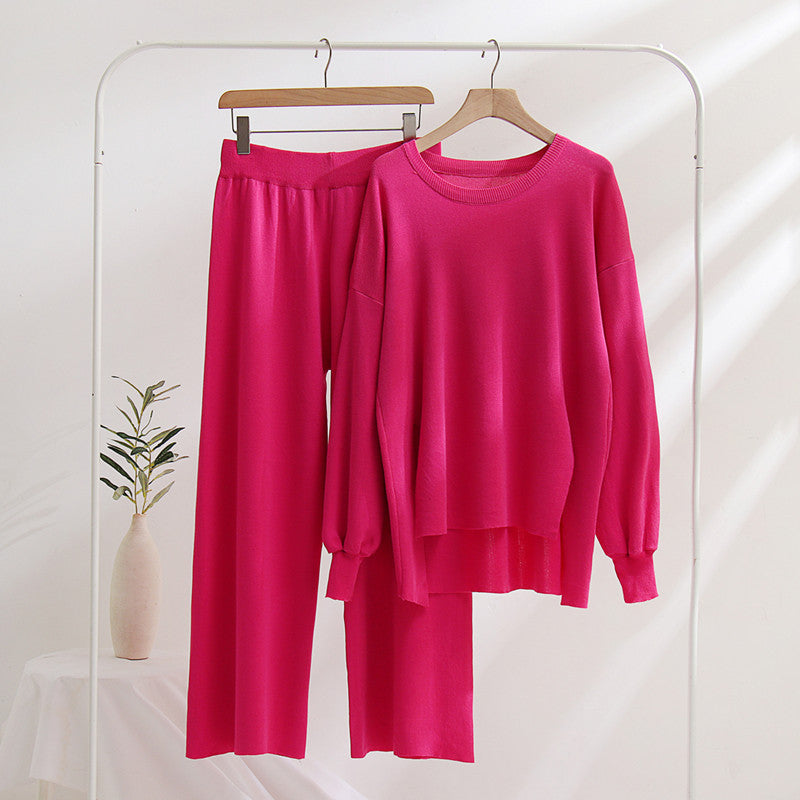 Damen lässiges Strickoberteil und Hose Set Heidi-Mode