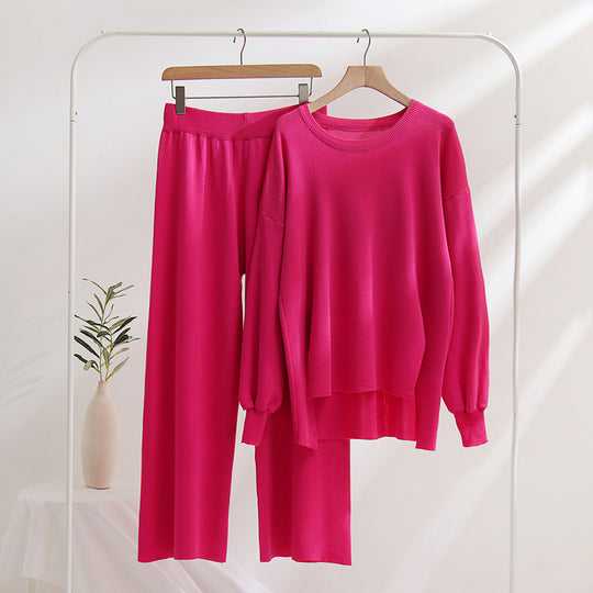 Damen lässiges Strickoberteil und Hose Set Heidi-Mode