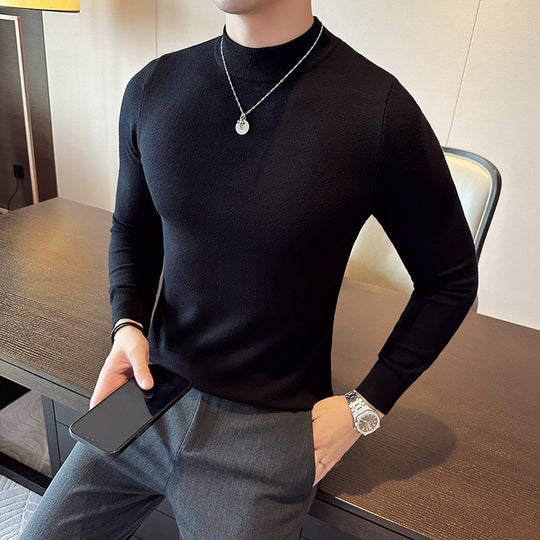 Herren modischer Pullover mit hohem Kragen und eleganter Passform Heidi-Mode