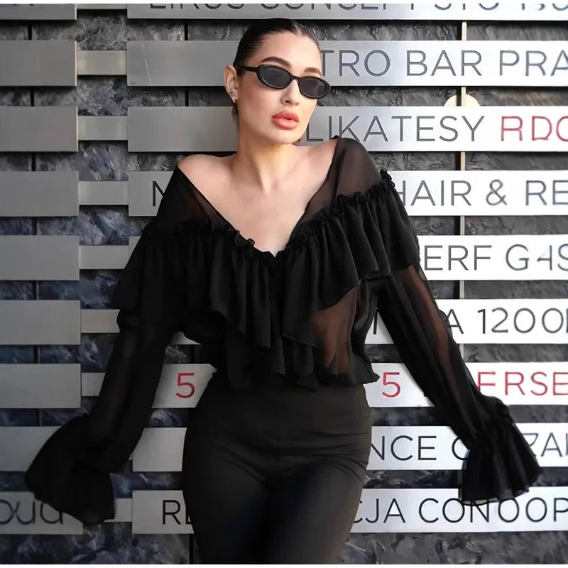 Damen Bluse mit Volants Heidi-Mode