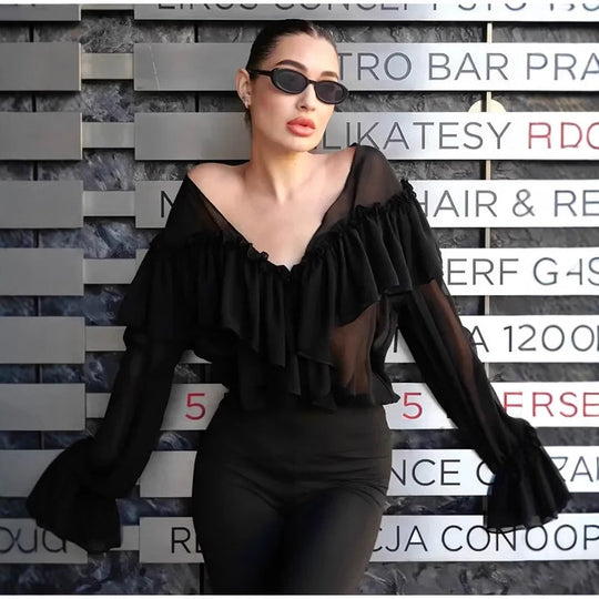 Damen Bluse mit Volants Heidi-Mode