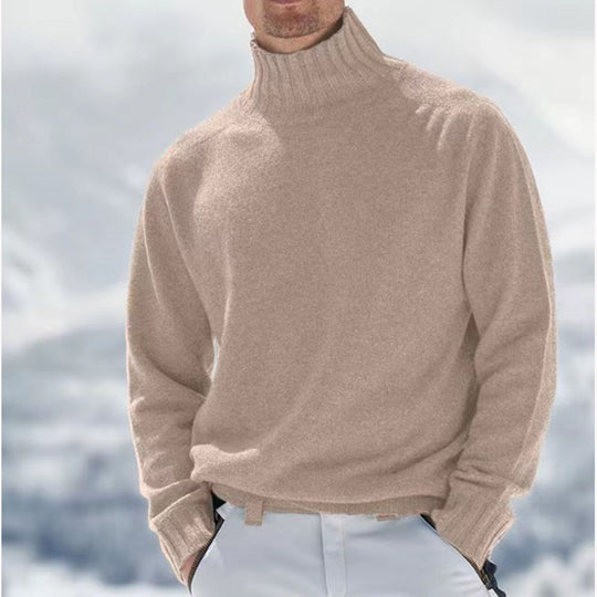 Herren Rollkragenpullover aus hochwertiger Wolle mit strukturierten Details Heidi-Mode