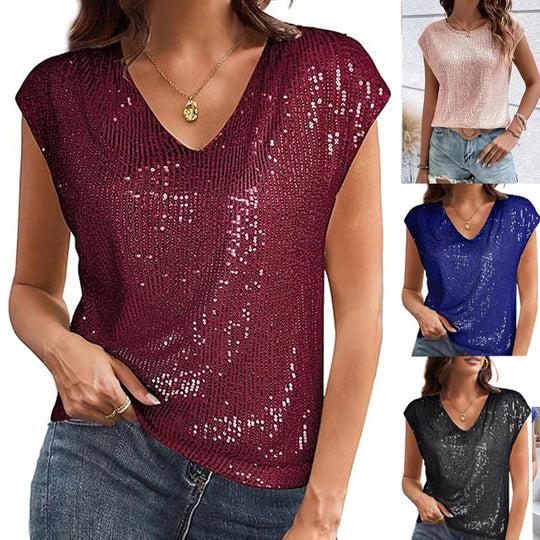 Damen Glamouröses Paillettenshirt Heidi-Mode