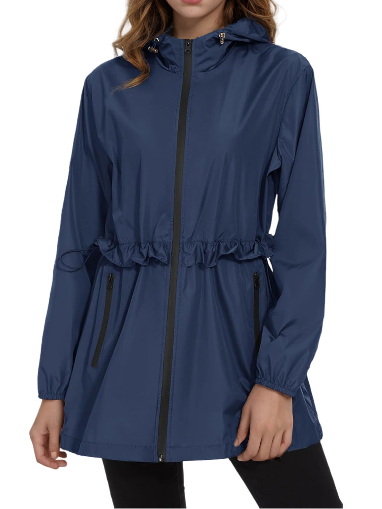 Damen Leichte Übergangsjacke mit verstellbarem Kordelzug und seitlichen Taschen Heidi-Mode
