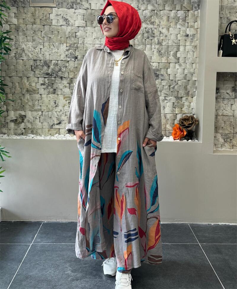 Damen Lange Bluse mit floralem Design Heidi-Mode