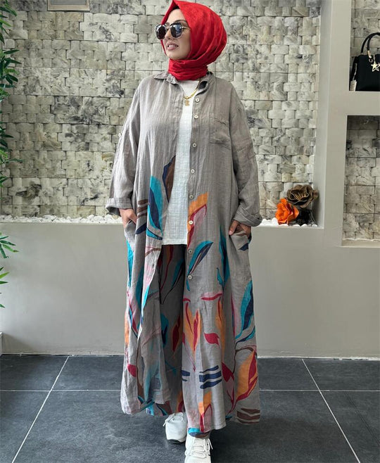 Damen Lange Bluse mit floralem Design Heidi-Mode