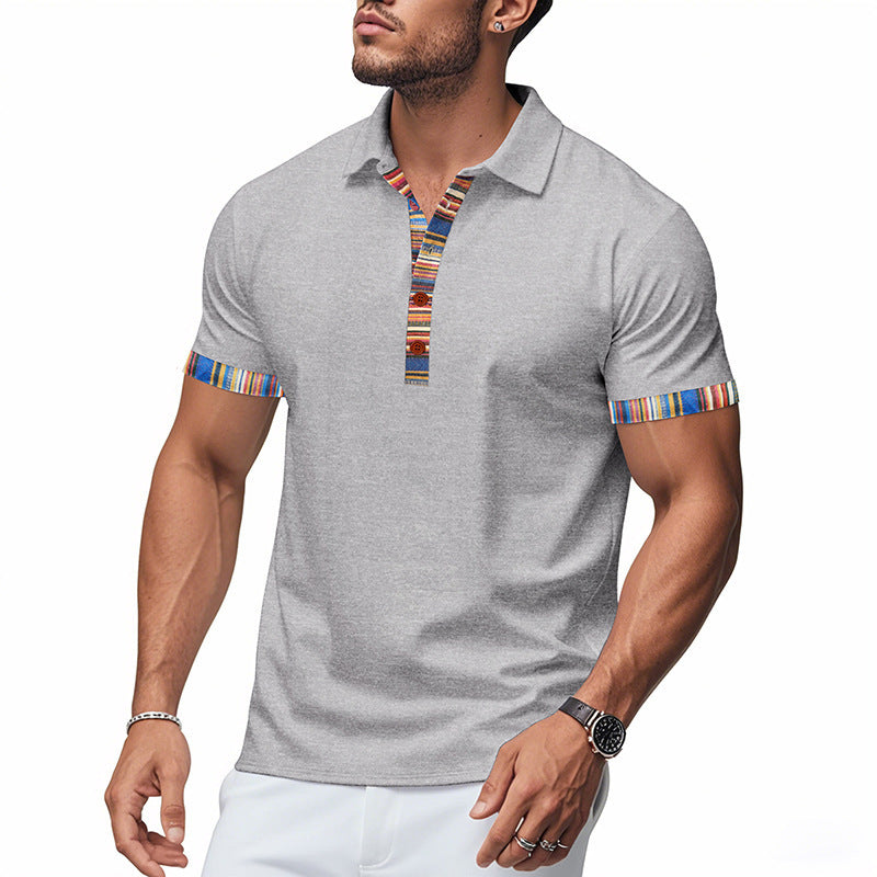 Herren Polo-Shirt mit buntem Kragen und strukturierter Optik Heidi-Mode