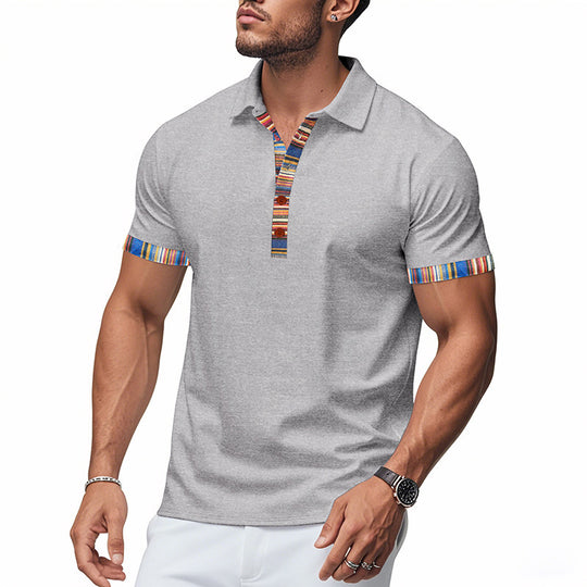 Herren Polo-Shirt mit buntem Kragen und strukturierter Optik Heidi-Mode