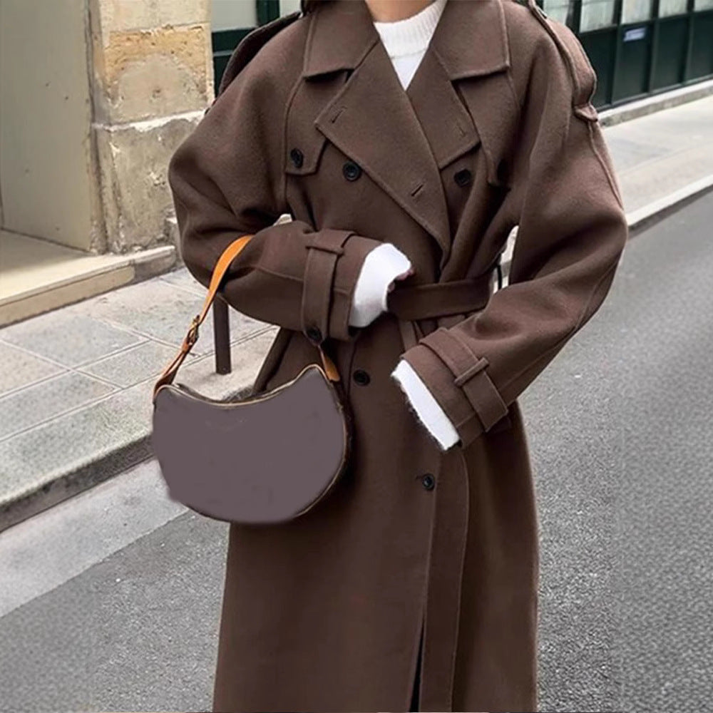 Damen zeitloser Trenchcoat aus hochwertigem Material mit gebundenem Gürtel Heidi-Mode