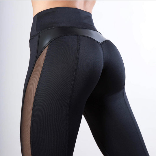 Damen Sport-Leggings mit atmungsaktivem Mesh-Einsatz Heidi-Mode