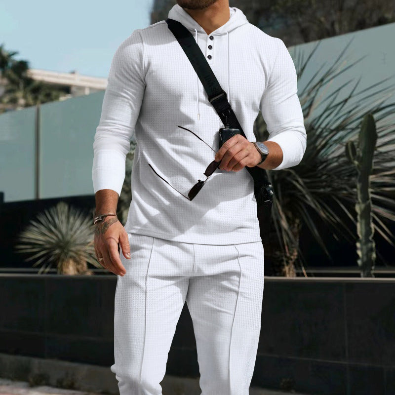Herren Kapuzenpullover mit Knopfdetail und sportlicher Passform Heidi-Mode