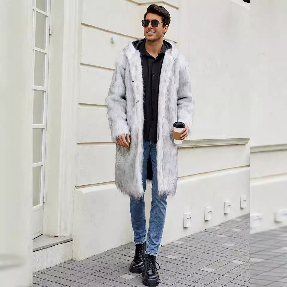 Herren Elegant gefütterter Mantel mit Kapuze Heidi-Mode