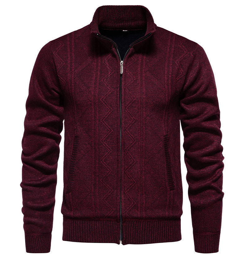 Herren Strickjacke mit hochwertigem Zipper und strukturiertem Design Heidi-Mode