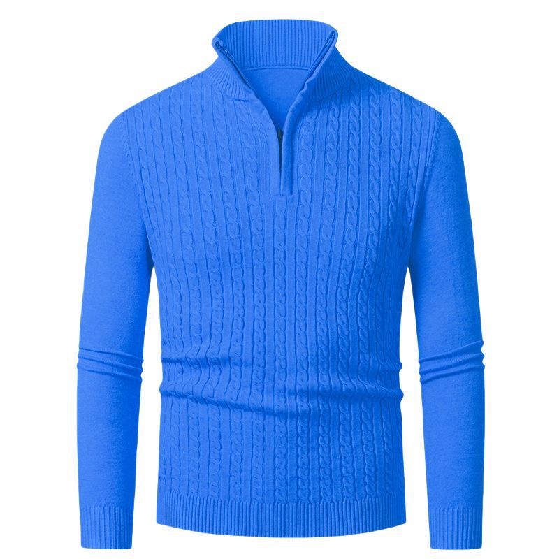Herren Strickpullover mit modischem Zopfmuster und hochgeschlossenem Kragen Heidi-Mode