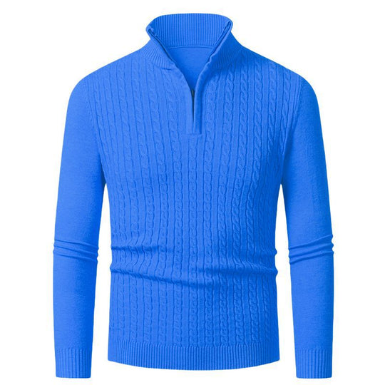 Herren Strickpullover mit modischem Zopfmuster und hochgeschlossenem Kragen Heidi-Mode